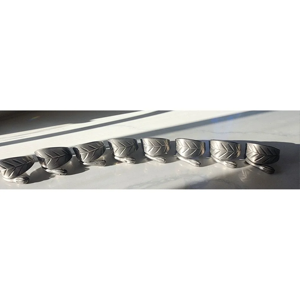 Silver Pewter Metal Leaf Wrap‎ Napkin Rings Set Of 8 Kemp & Beatley?